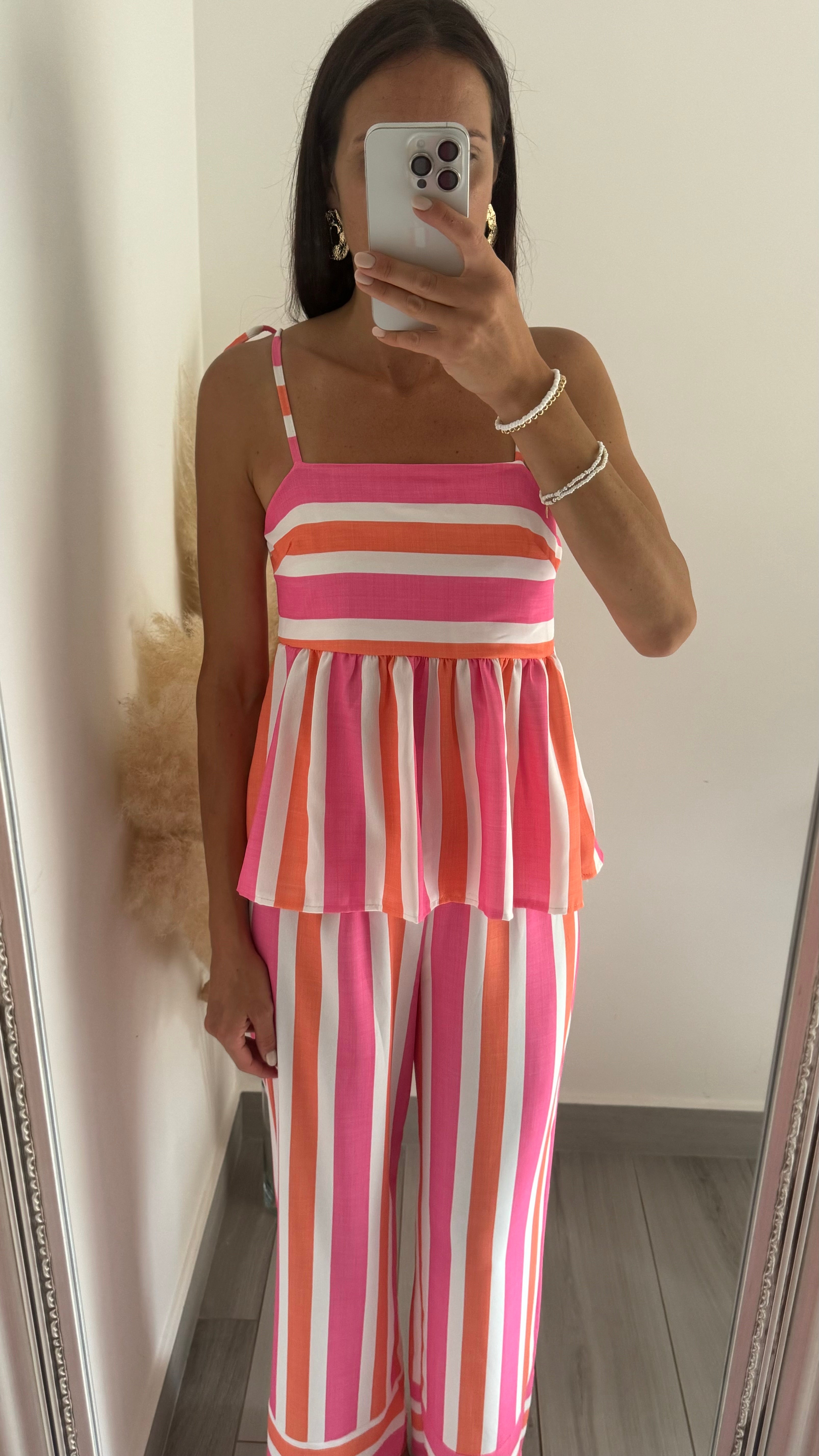 COORDINATO TOP+PANTALONE ROSA ARANCIO