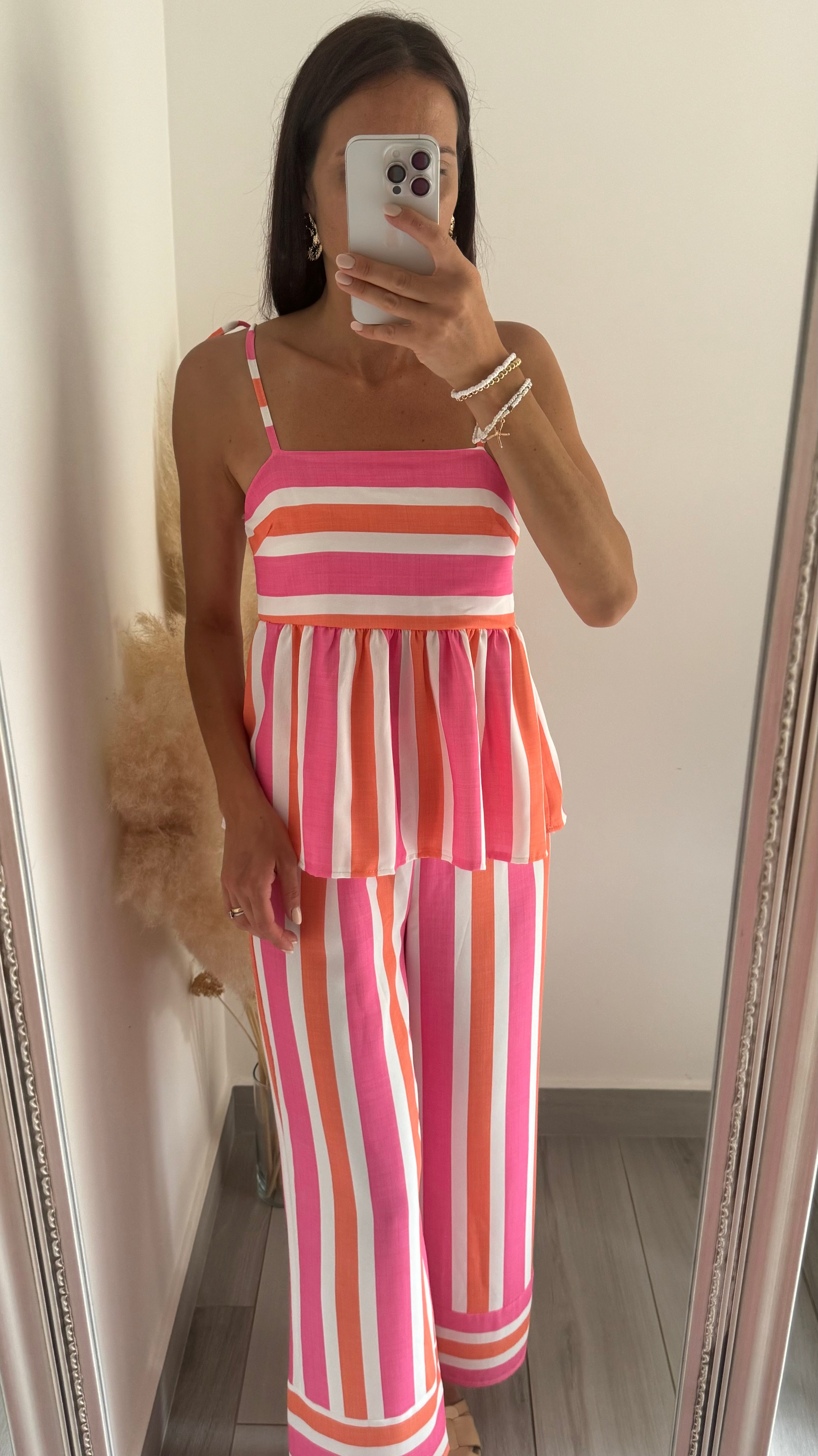 COORDINATO TOP+PANTALONE ROSA ARANCIO