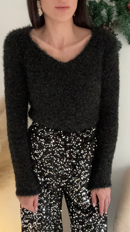 MAGLIONE BOUCLE' NERO