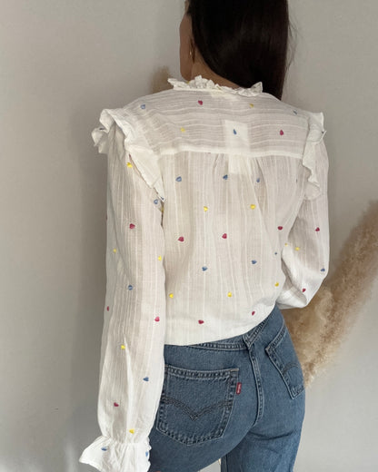 BLUSA RICAMATA CUORI