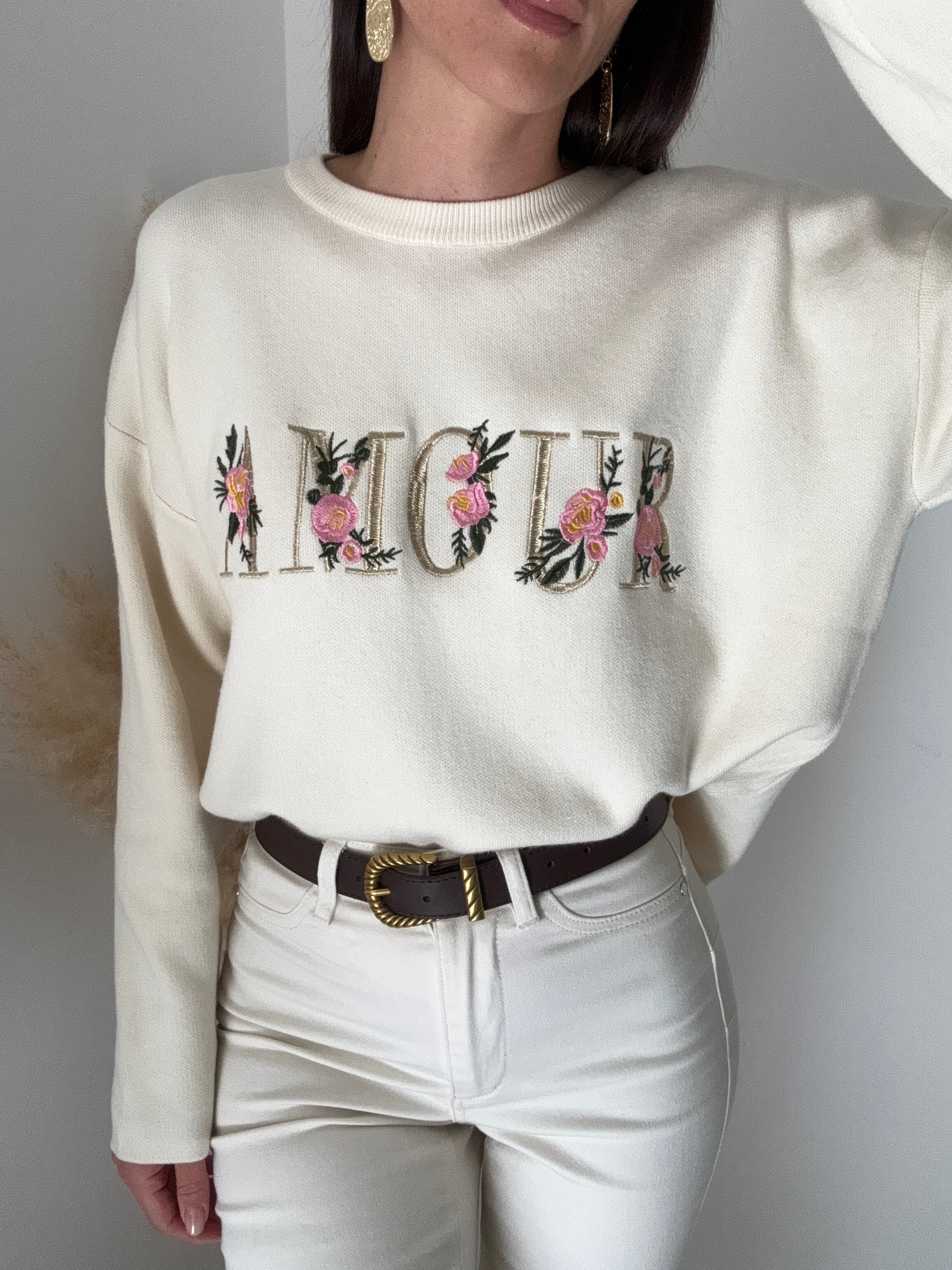 MAGLIA AMOUR ECRU