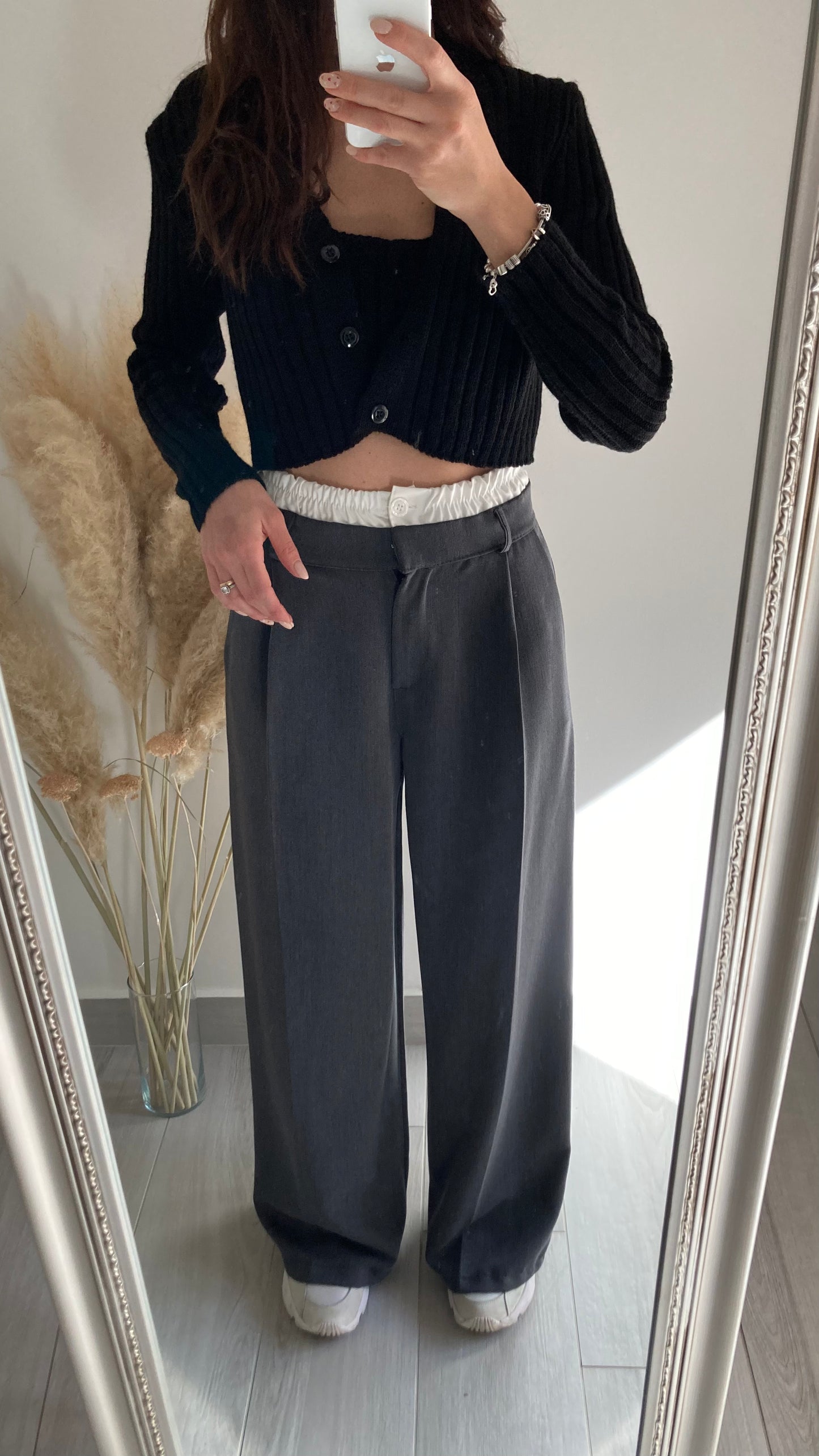 PANTALONE PALAZZO CON ELASTICO GRIGIO